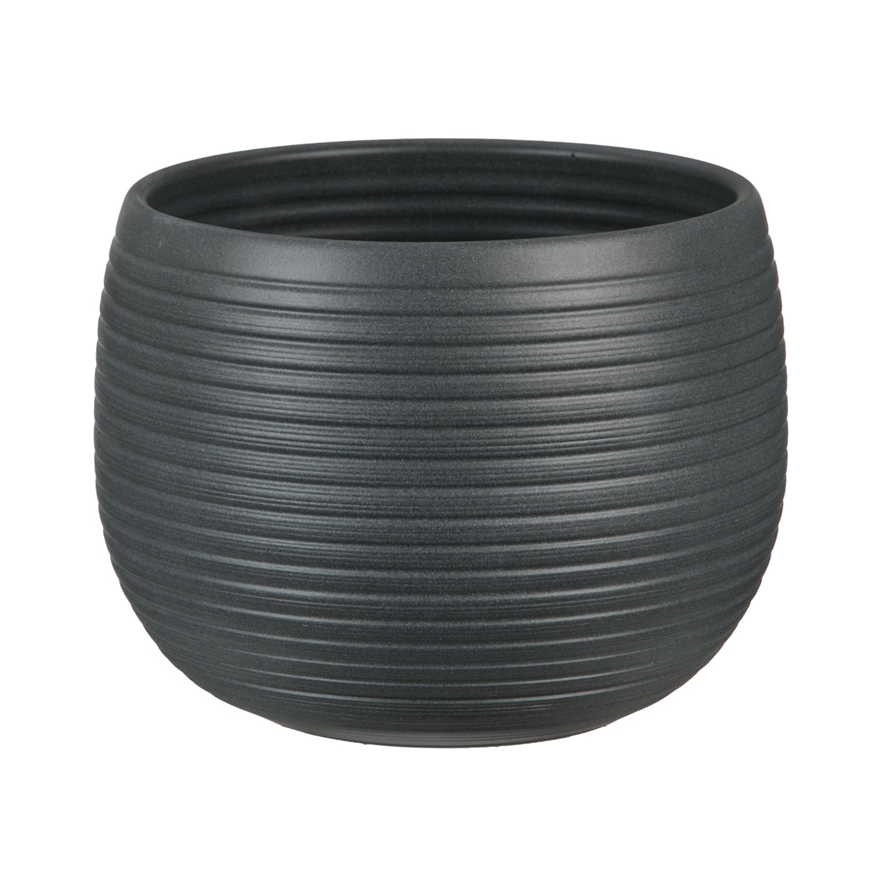 7" Graphite Stone Ceramic Linara Pot with textured design