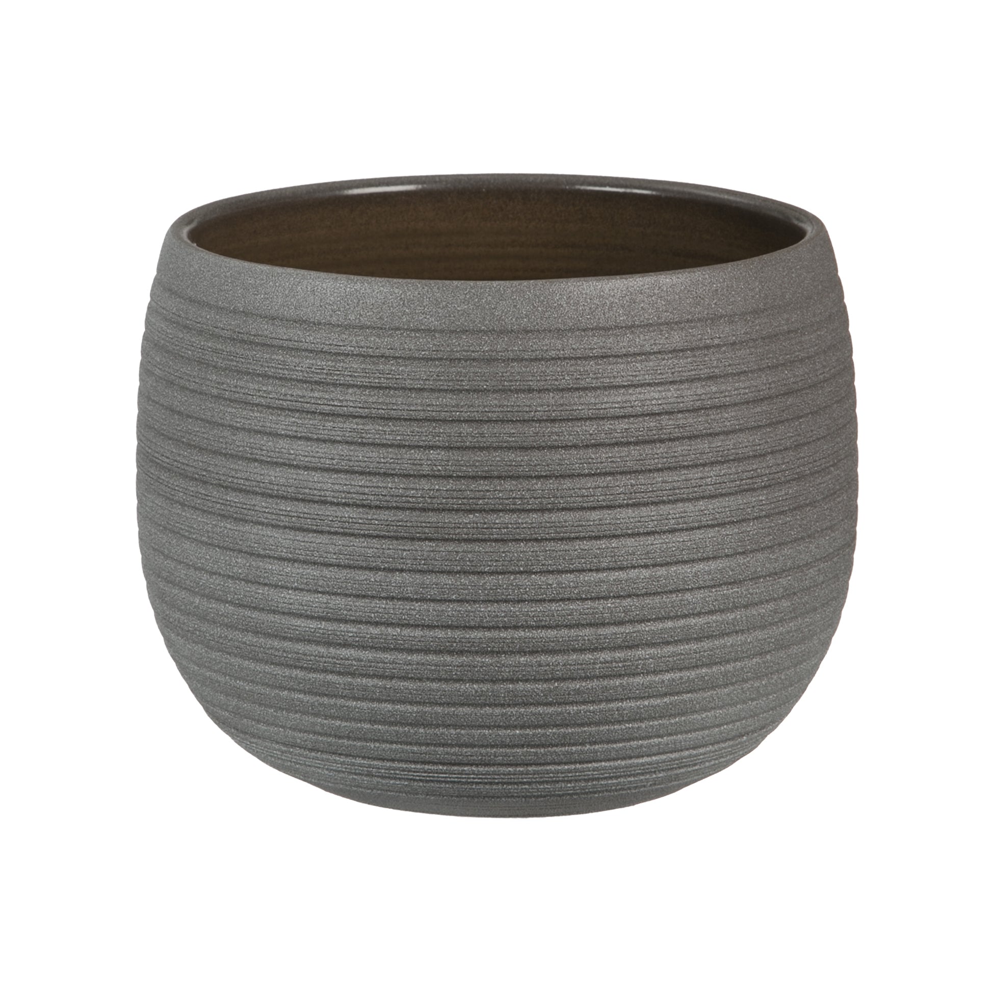 6.25" Umber Stone Ceramic Linara Pot with textured surface