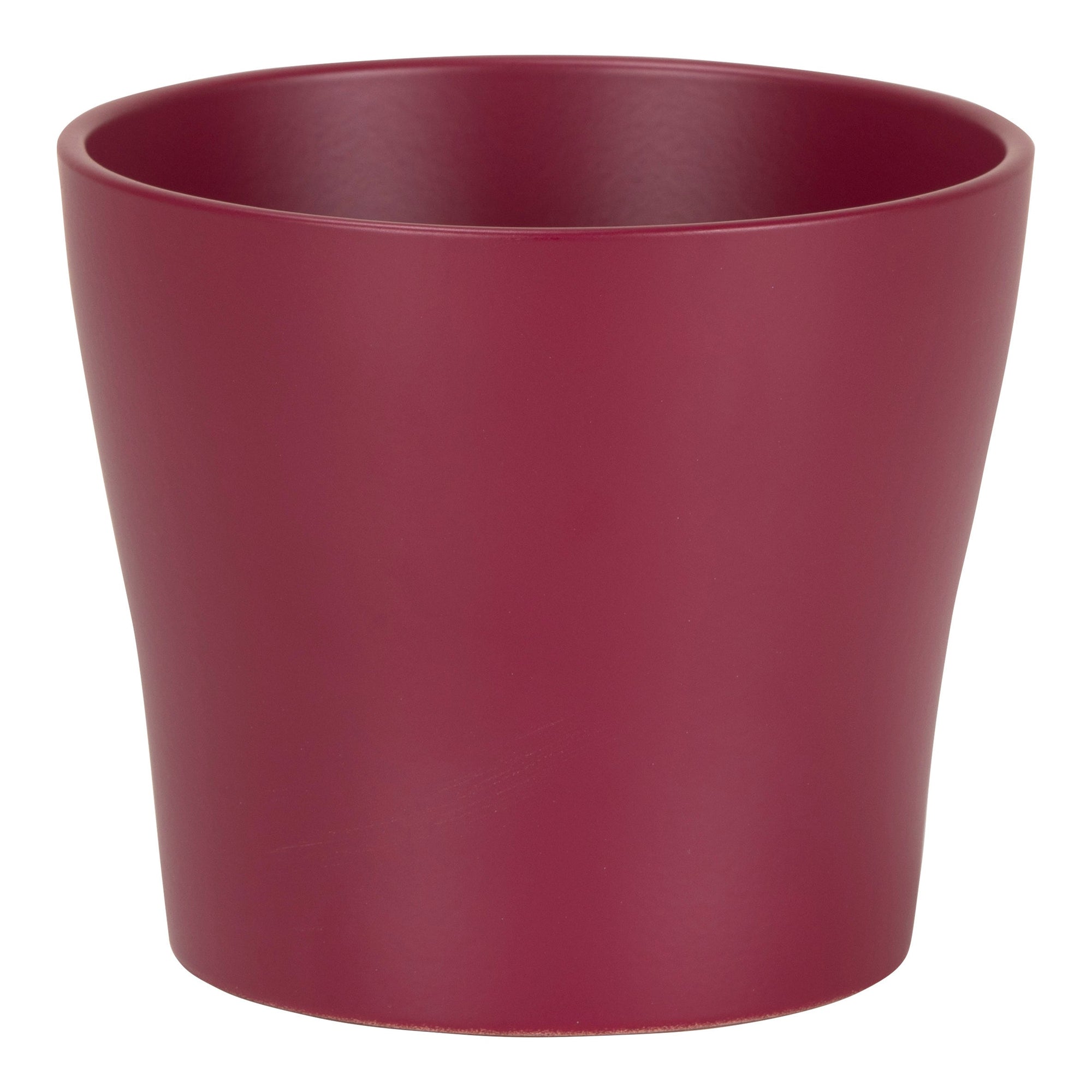 8.25" burgundy ceramic pot, colorful mix design.