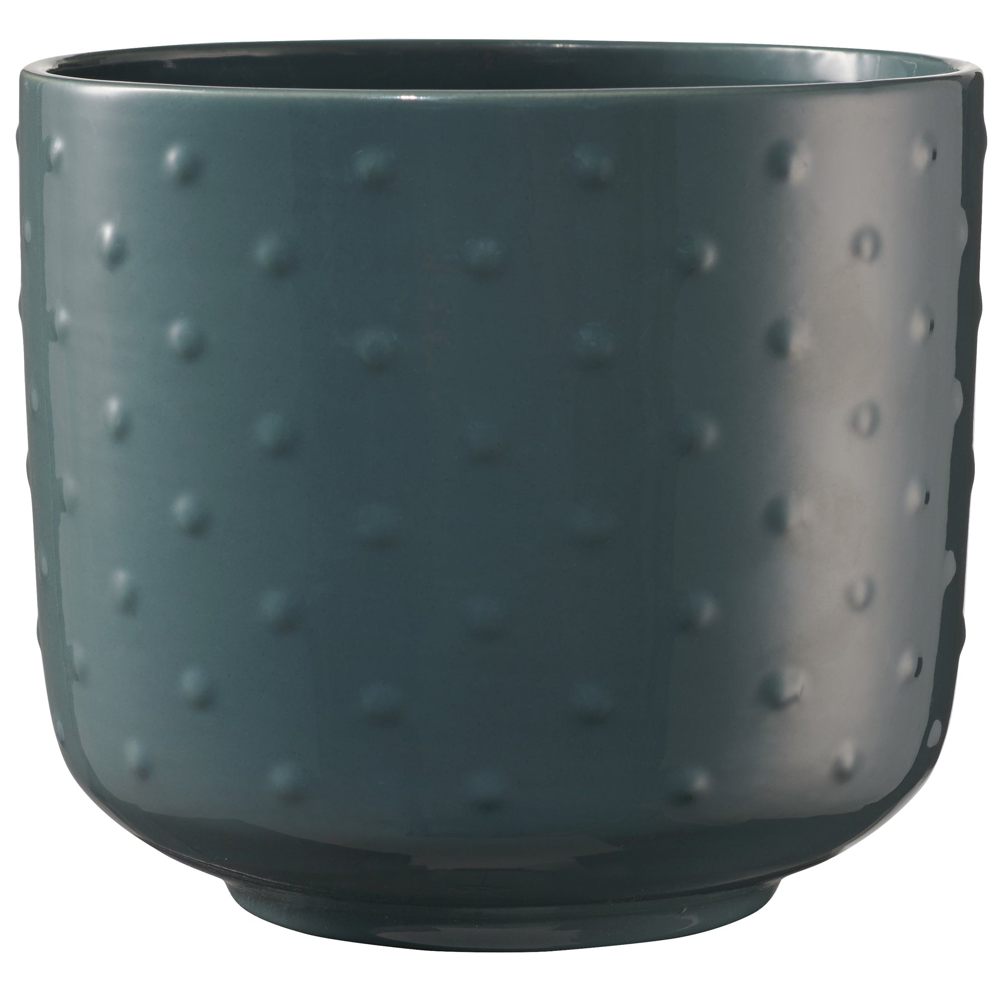 7.5" high-gloss green blue ceramic pot without drainage holes.