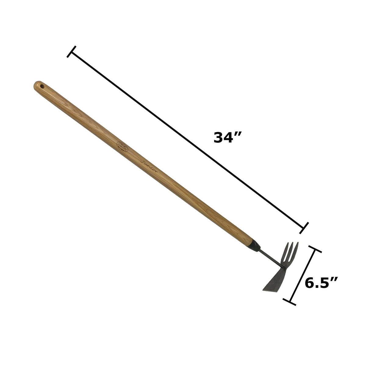 DeWit Junior Double Hoe w/Long Handle, Head: 6.5&quot;L x 2.75&quot;W Total: 34&quot;L