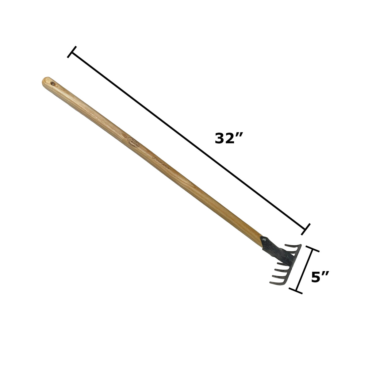 DeWit Junior Garden Rake w/Long Handle, Head: 5&quot;L x 2.5&quot;WTotal: 32&quot;L