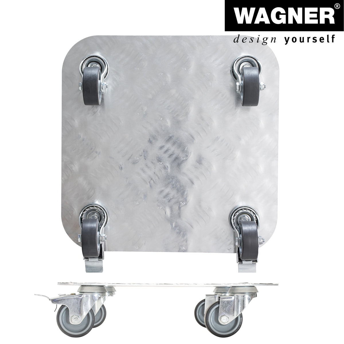11.4&quot; silver square aluminum plant caddy with brakes, modern design, suitable for indoor and outdoor use.