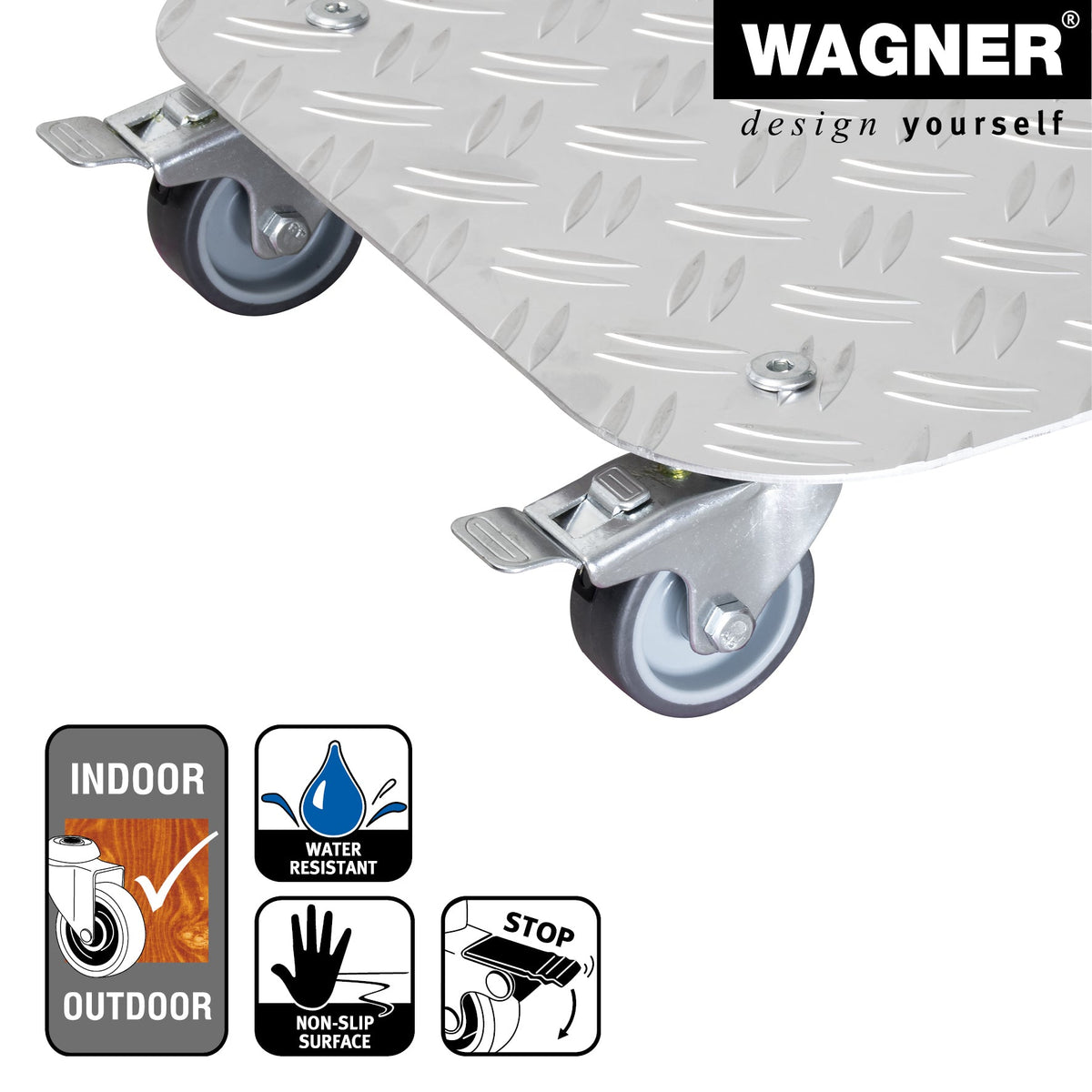 11.4&quot; silver square diamond plated aluminum plant caddy with brakes for indoor/outdoor use.