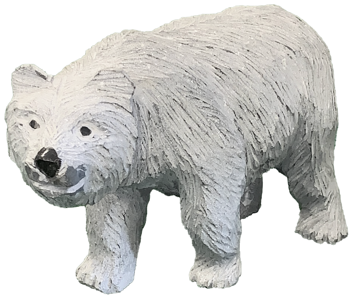 48&quot; granite bear sculpture with detailed fur texture and polished accents.