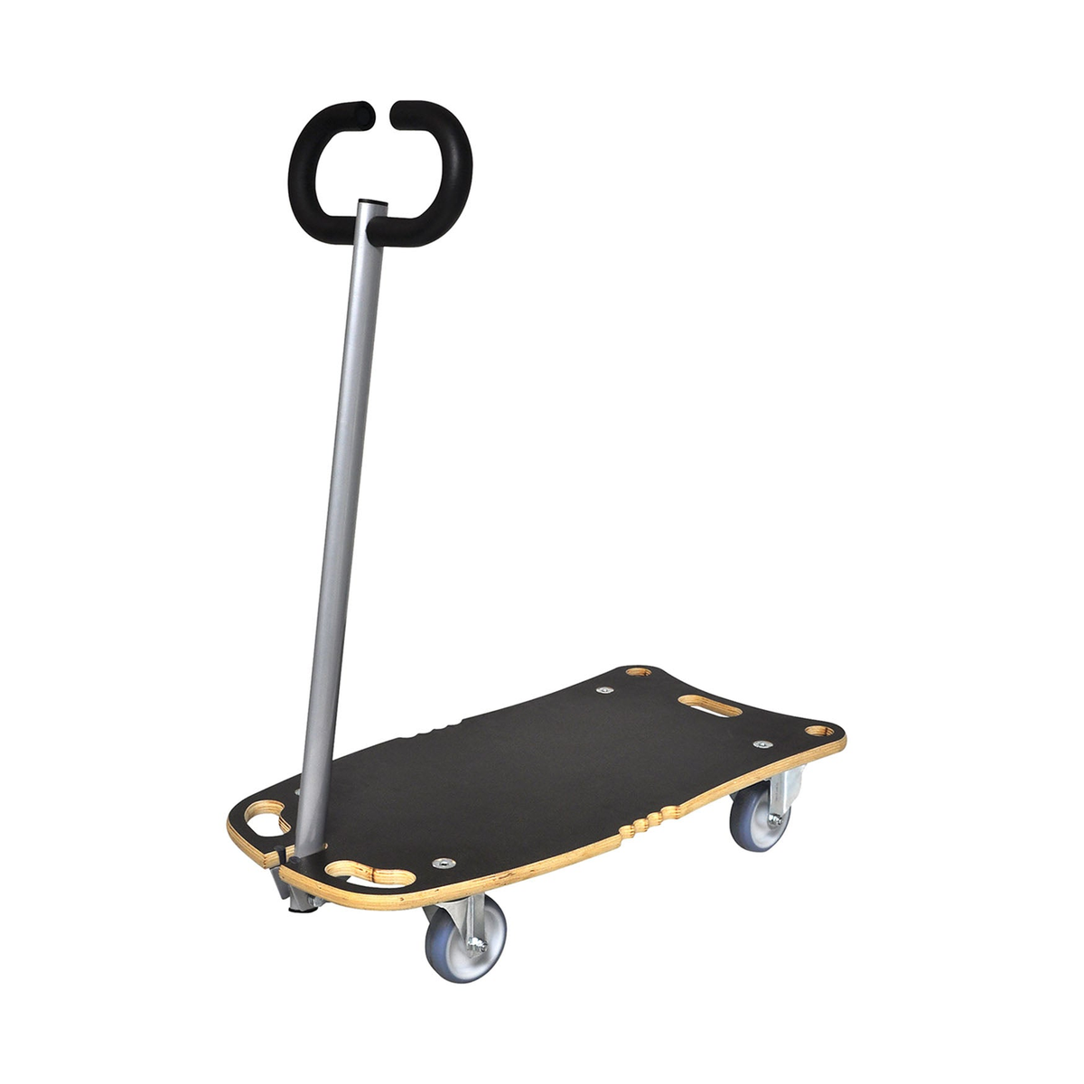 24&quot; 660 lb capacity black furniture moving dolly with foldable handle and ultra-soft casters.