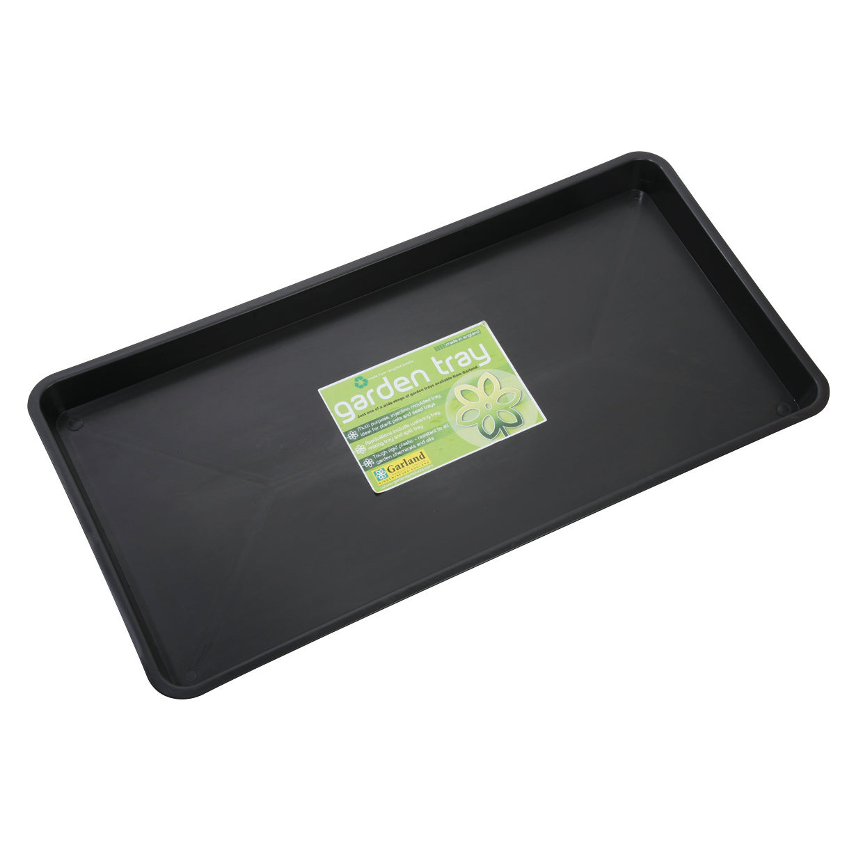 Black Maxi Garden Tray, 31" long, made from recycled polypropylene, ideal for greenhouse use.