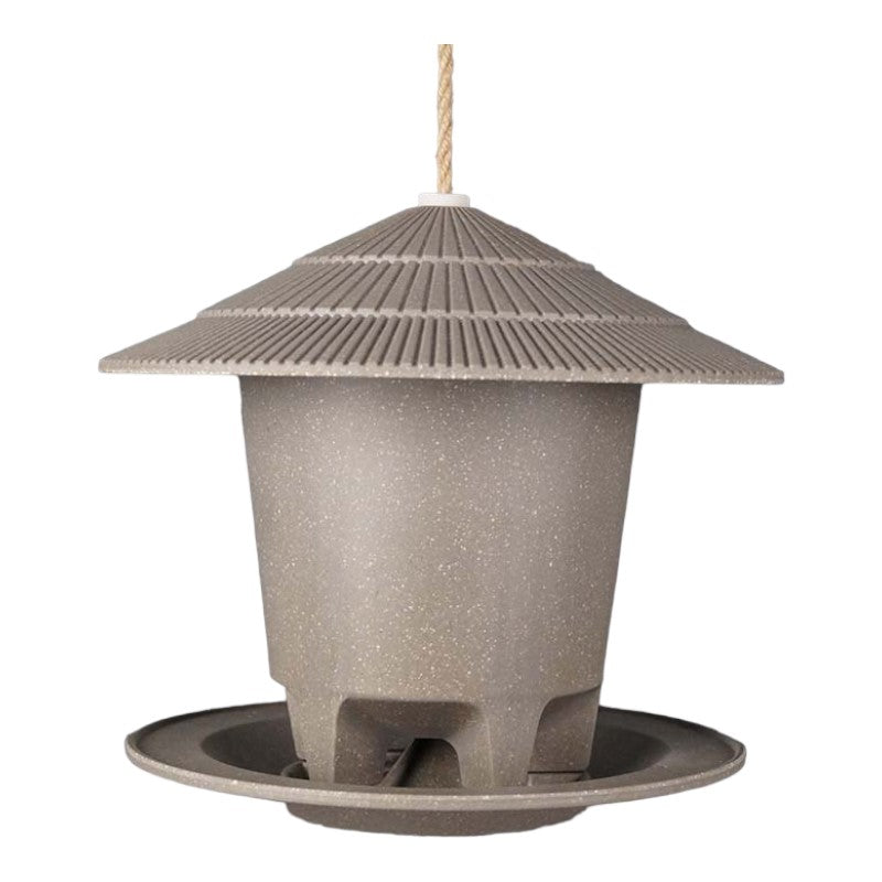 Earthy Sustainable Deluxe Round Bird Feeder made from straw, 8.6&quot; dia x 7.5&quot; H, frost-proof, vegan-friendly.