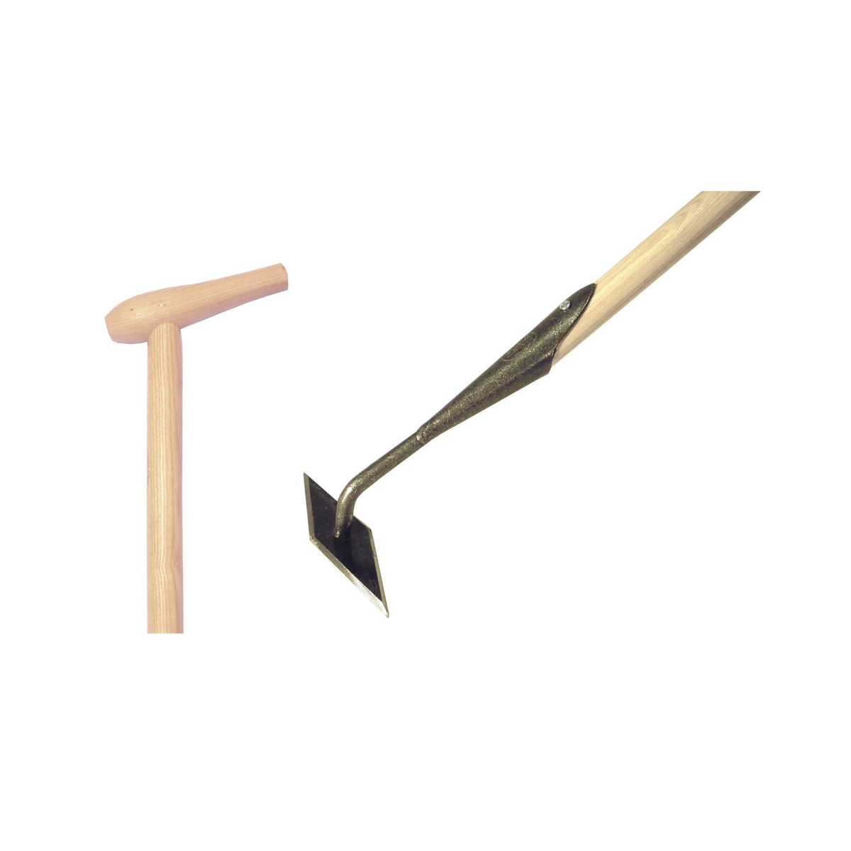 DeWit Diamond P-Grip Hoe with sharp forged edges for efficient weeding.