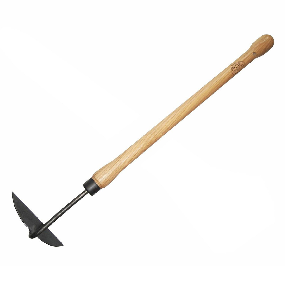 DeWit Drop Grip Onion Hoe with ash hardwood handle and tempered boron steel head, 23.4&quot; long, ideal for weeding and chopping.