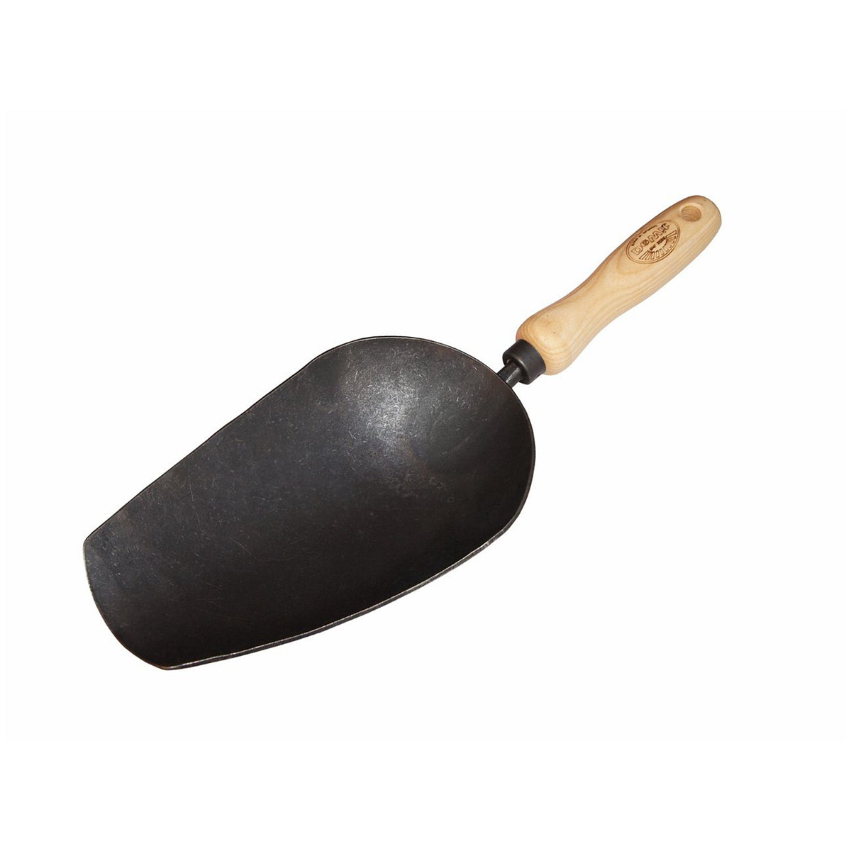 DeWit Garden Scoop Trowel with large head, hardwood handle, and durable boron steel.