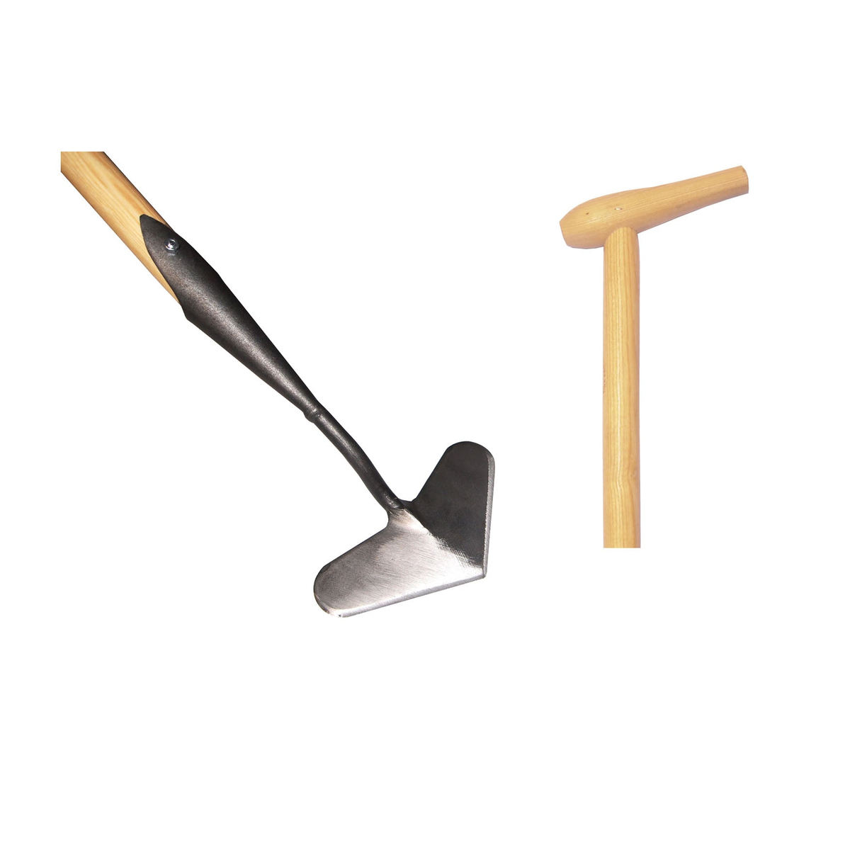 DeWit Hoe Heart Shaped Push with P-Grip and durable ash handle, designed for effortless weeding.