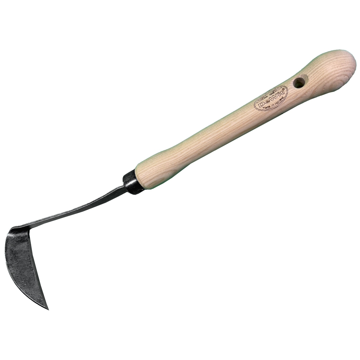 DeWit Japanese Hand Hoe with midsize 10&quot; handle and steel blade.