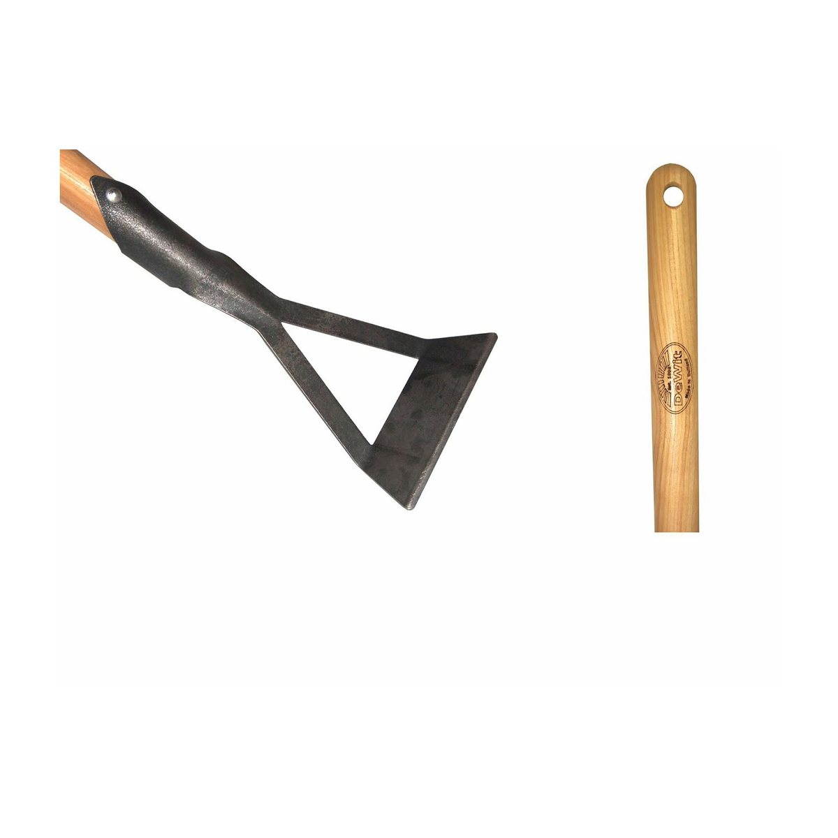 DeWit Junior Long Handle Hoe with tempered boron steel head and ash hardwood handle, ideal for kids and seniors.