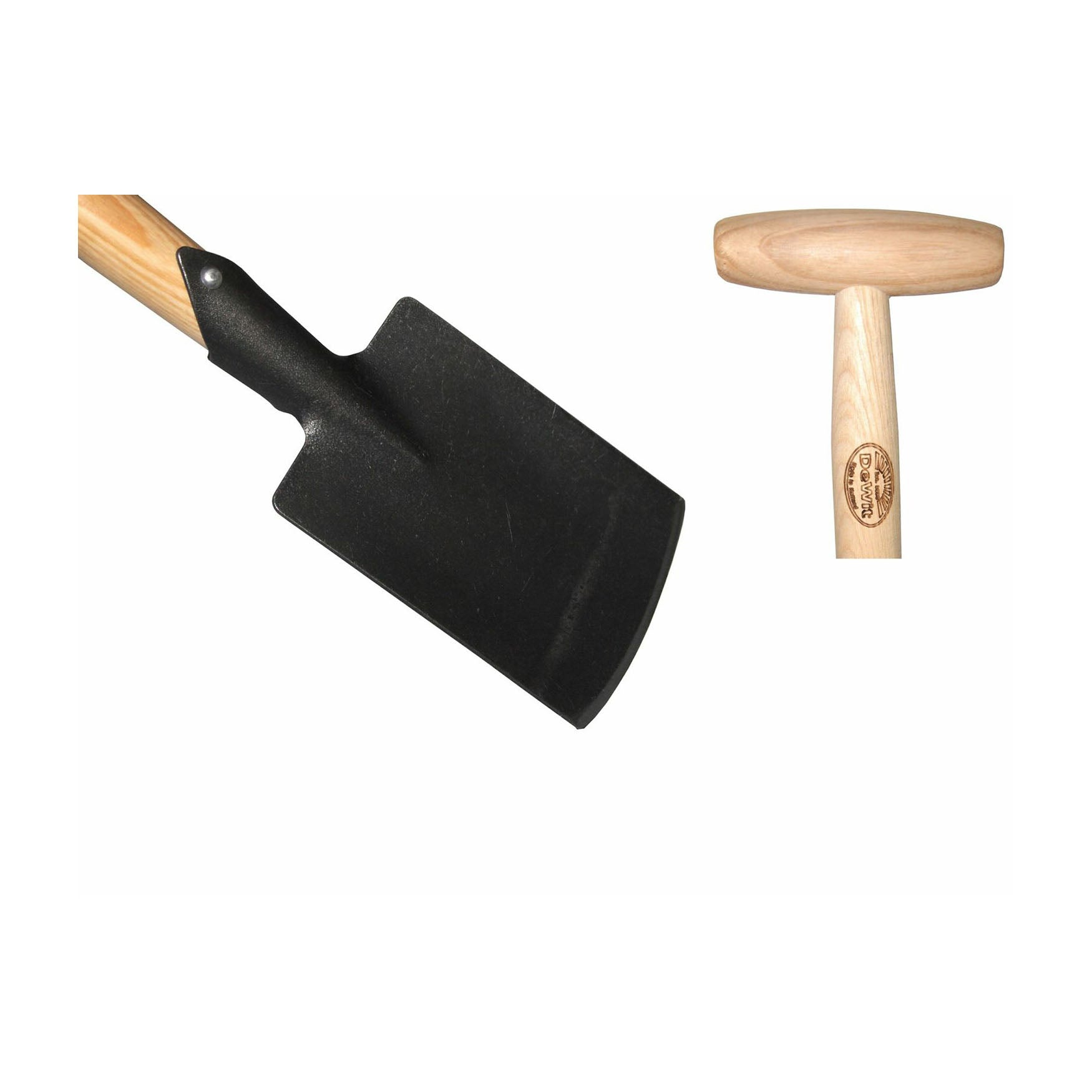 DeWit Junior Spade with long T-handle and tempered boron steel head.