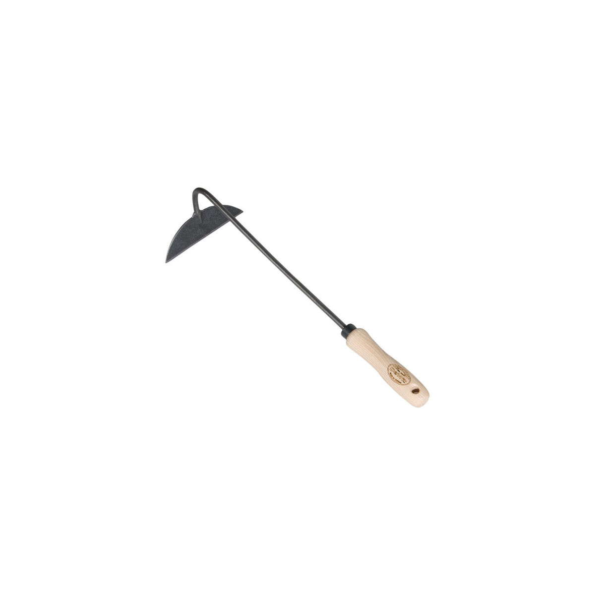 DeWit Onion Hoe with extended handle and boron steel head for weeding.