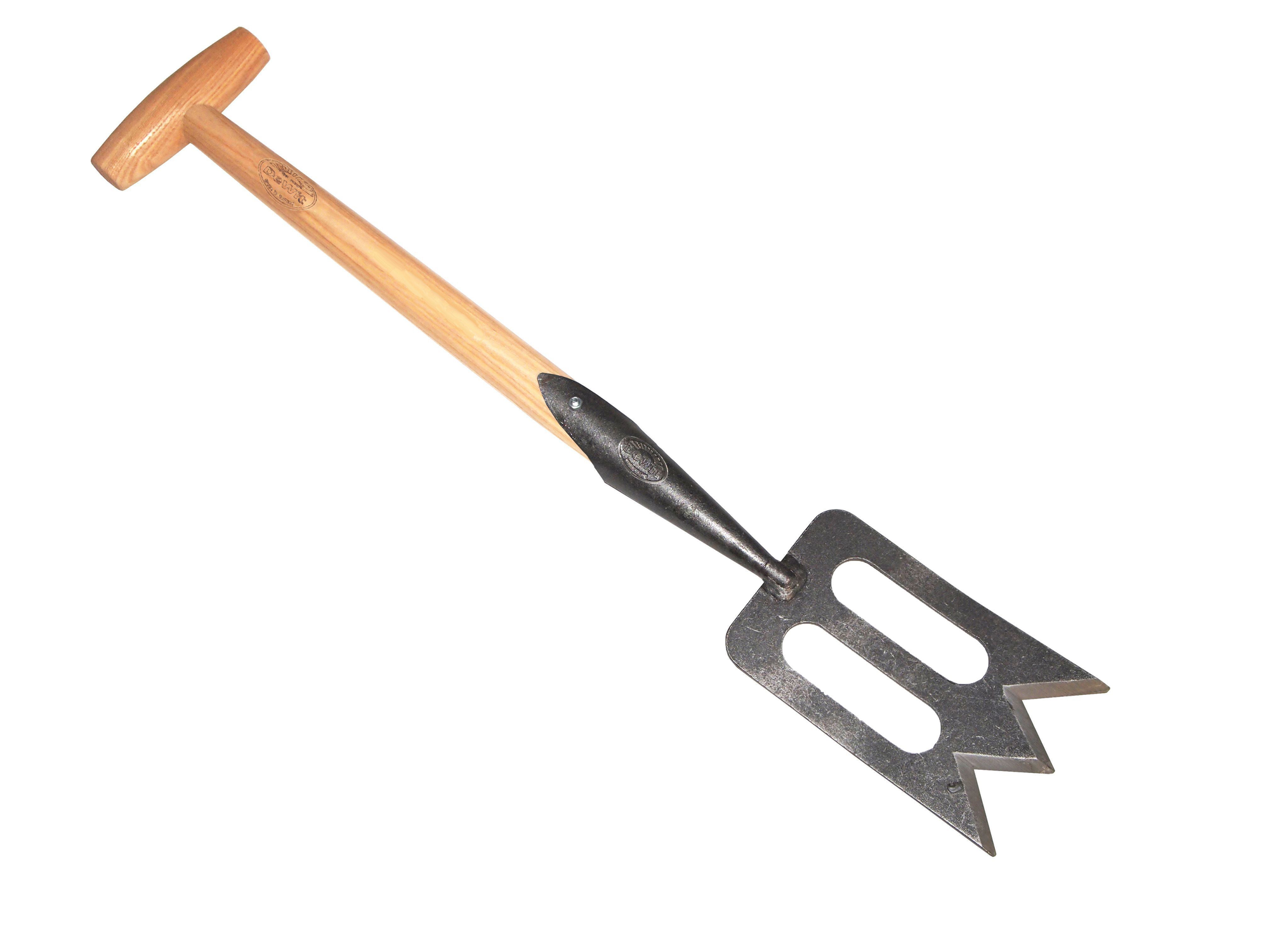 DeWit Spork - Perennial with T Handle, crafted from tempered boron steel, ideal for gardening and splitting perennials.