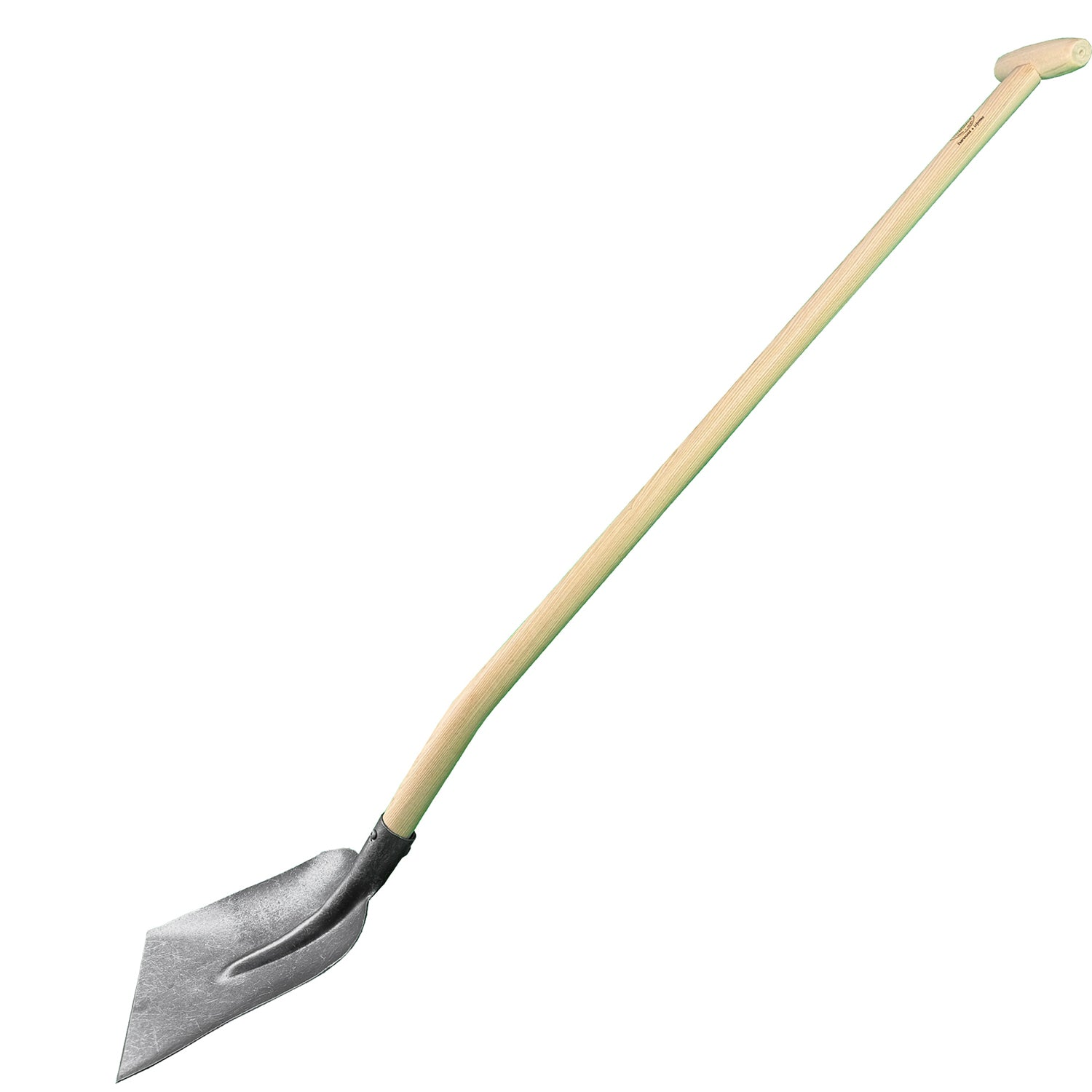 DeWit Square Point T Handle Shovel with forged steel head and ash hardwood handle, 50 inches long.