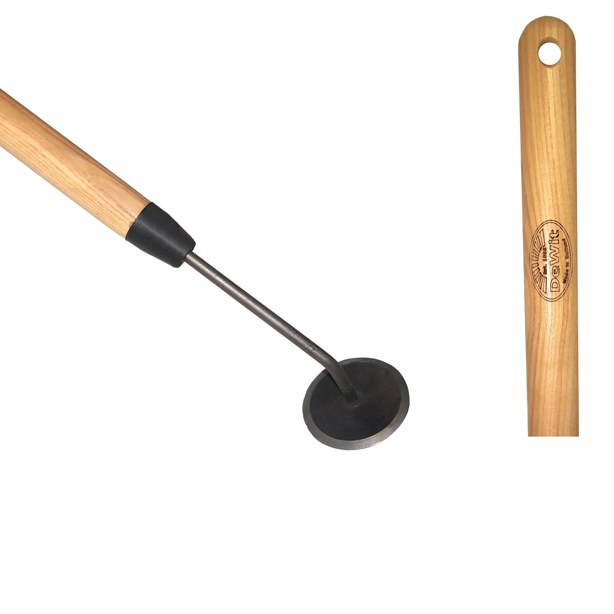 DeWit Weeder with Disc 29&quot; Handle, heirloom garden tool, tempered boron steel, ash hardwood, multi-purpose.