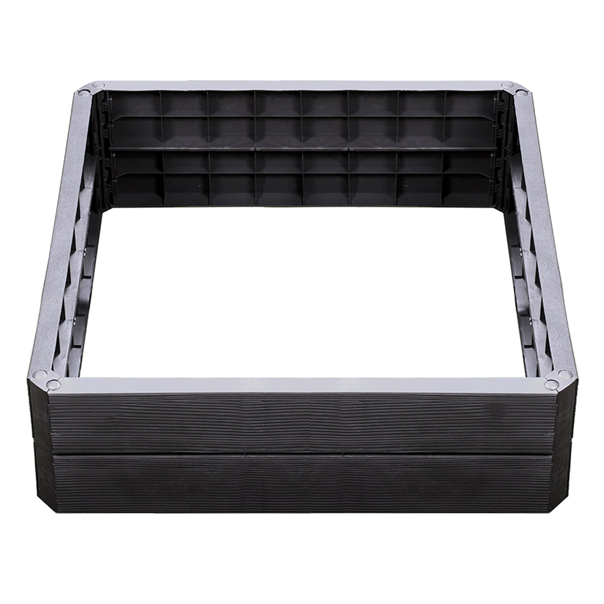 Ergo Quadro Large Raised Garden Flower Bed, 31.5x31.5x10, black polypropylene, modular design.