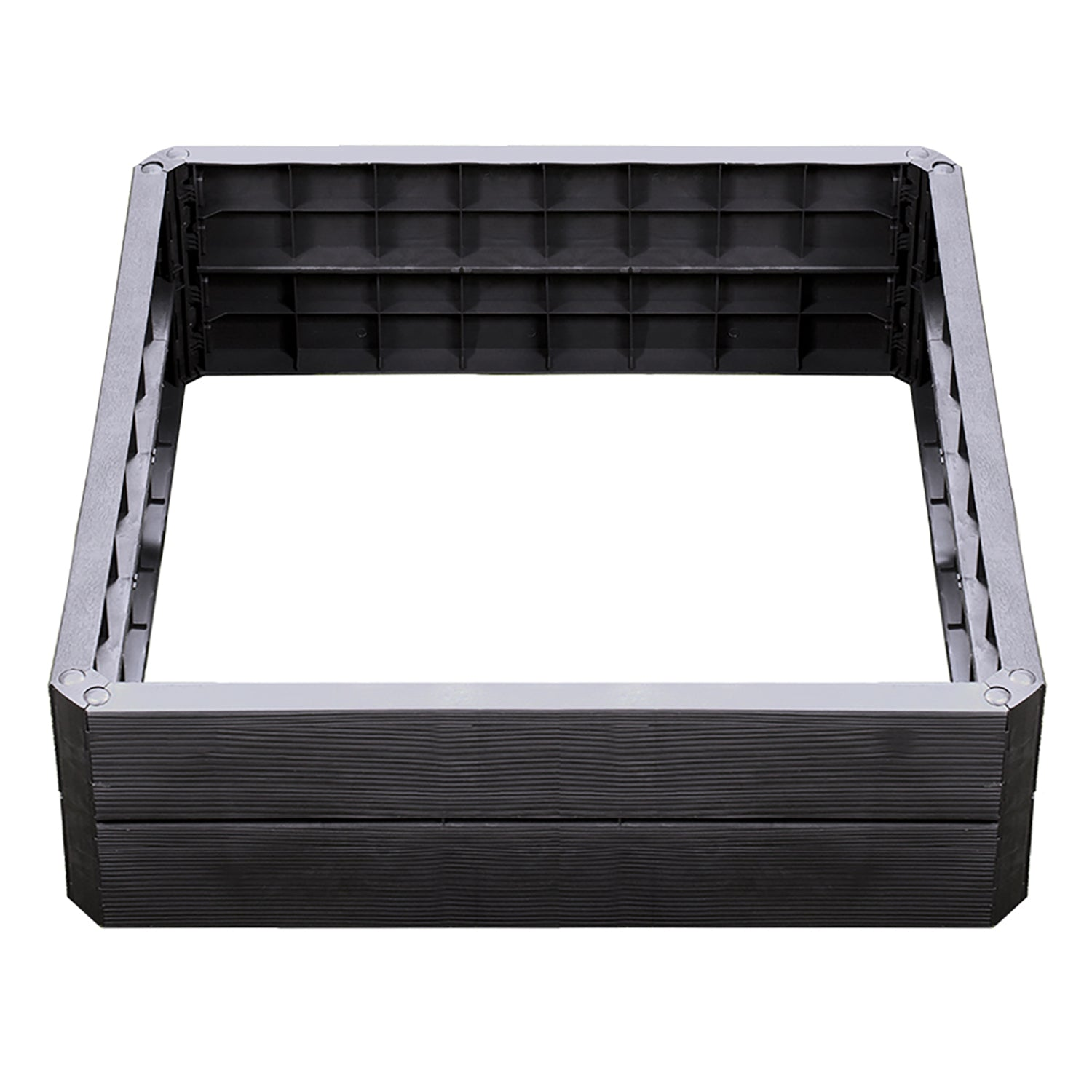 Ergo Quadro Large Raised Garden Flower Bed, 31.5x31.5x10, black polypropylene, modular design.