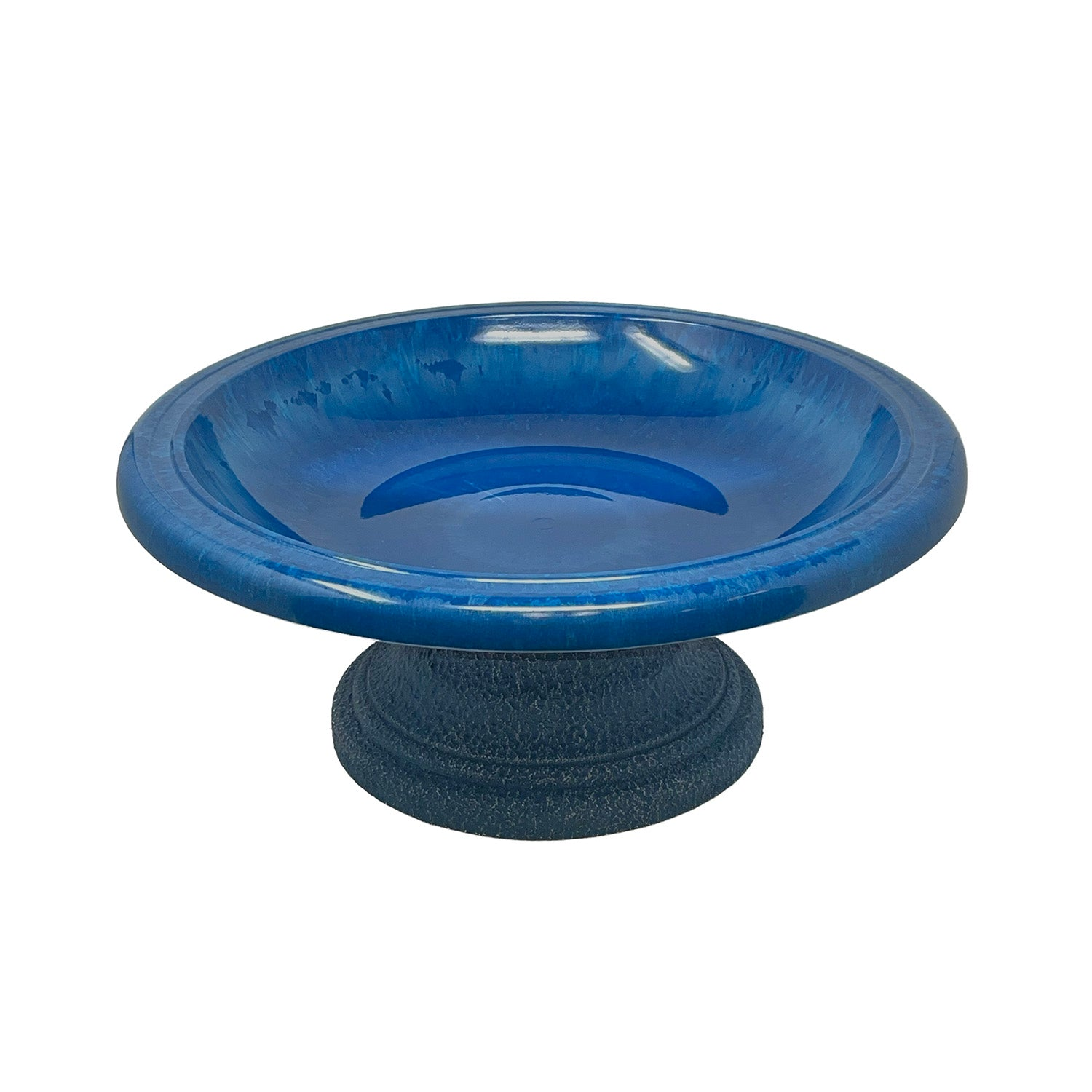 Fiber Clay Birdbath, Azure Blue, 19" Diameter, 7.5" Height, Lightweight Garden Decor.