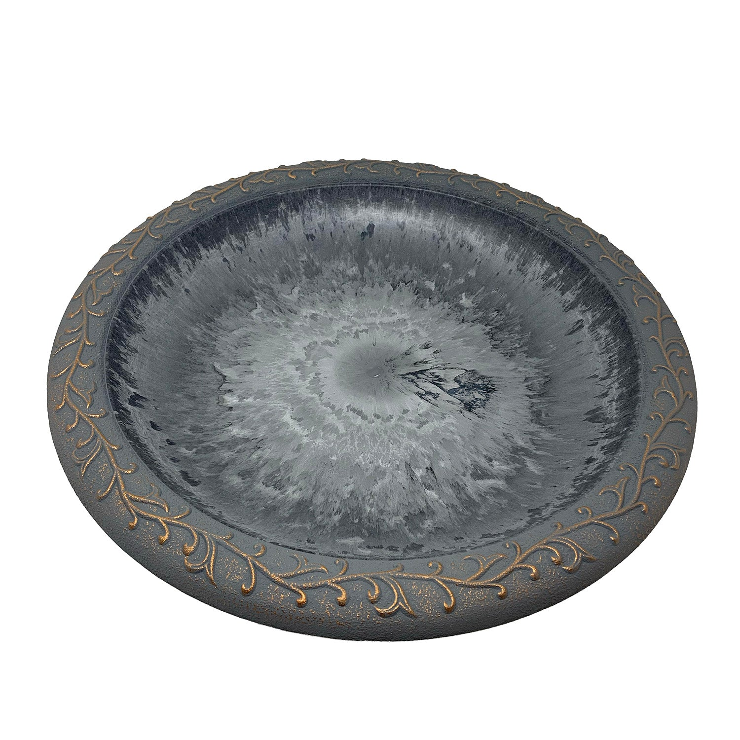 Fiber Clay Lightweight 19" Dia Birdbath Top, Dove Gray with Design Rim