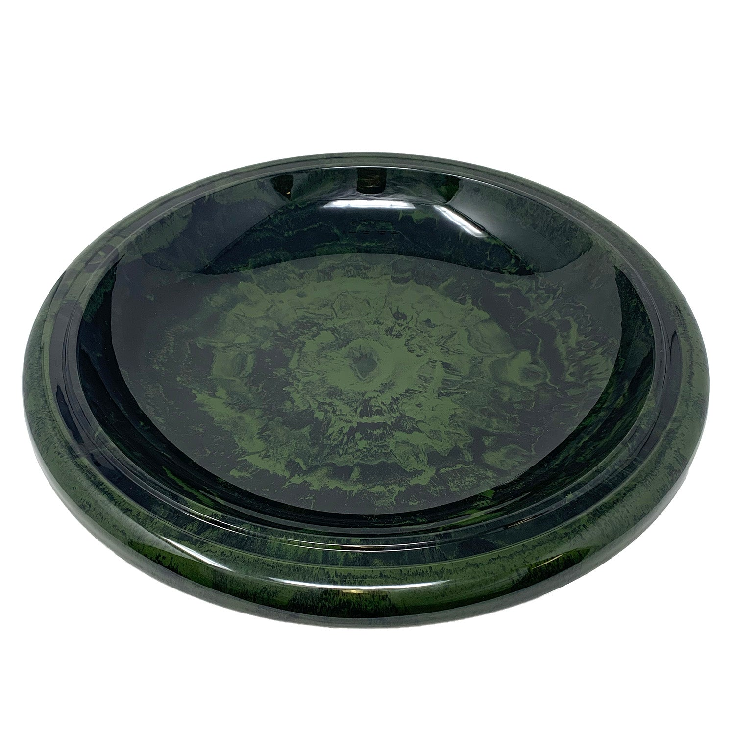 Fiber clay lightweight 19" dia birdbath top in hunter green.