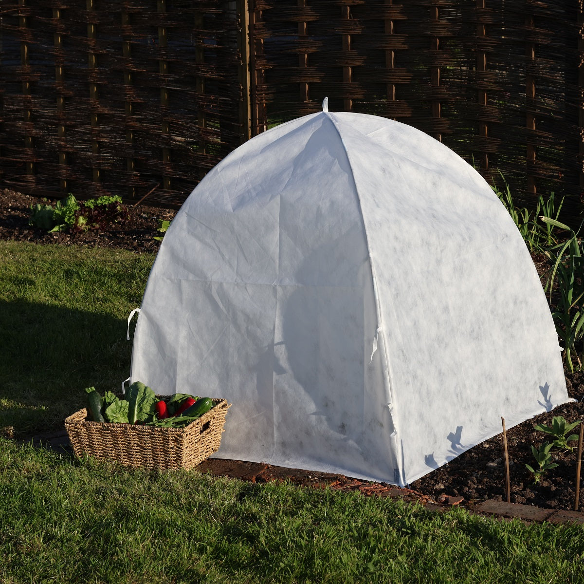 Giant Easy Fleece Dome Plant Protection Cloche providing insulation and barrier against pests; 36&#39;L x 36&quot;W x 37&quot;H.