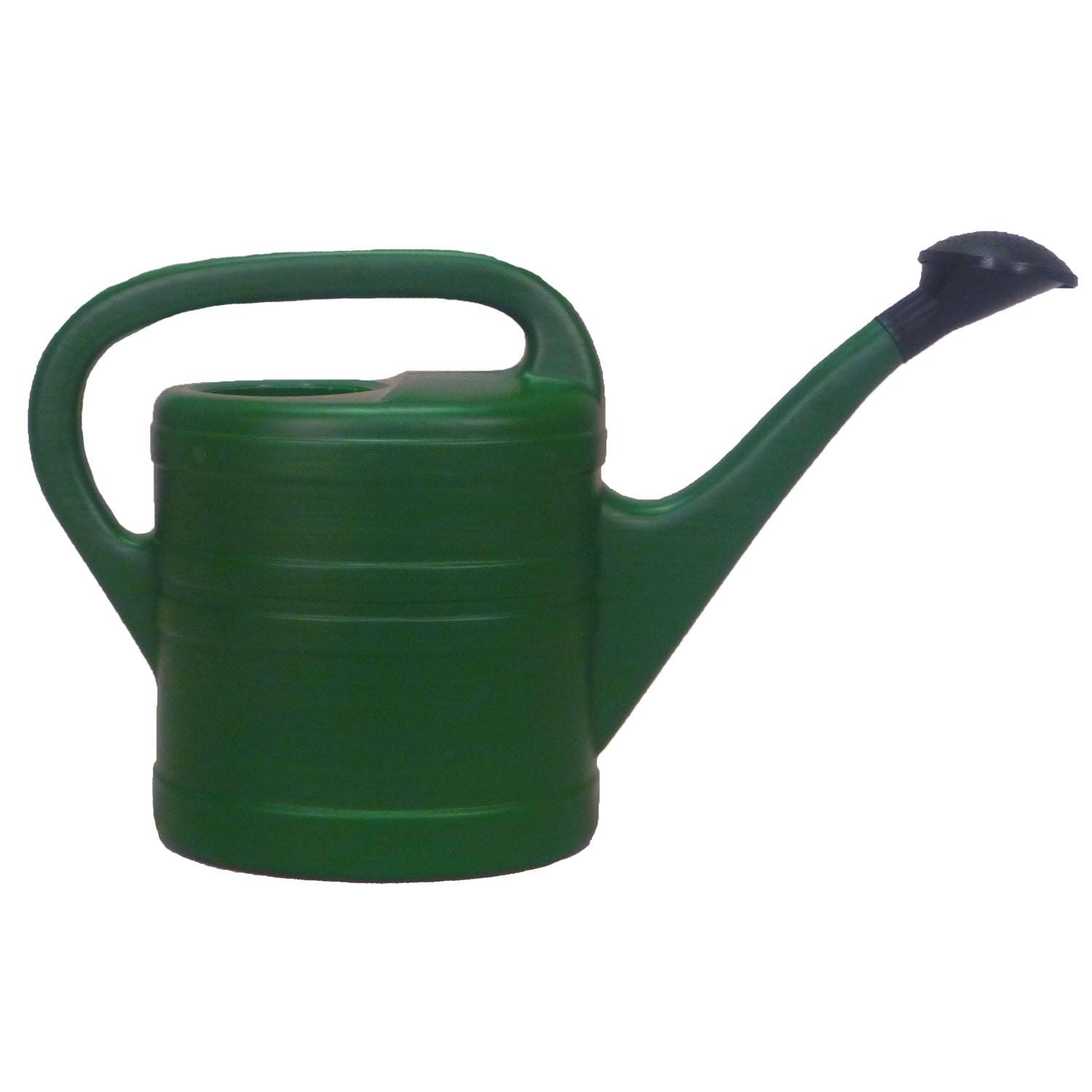 Green 3.5-gallon PVC watering can, eco-friendly and impact-resistant, made in Germany.