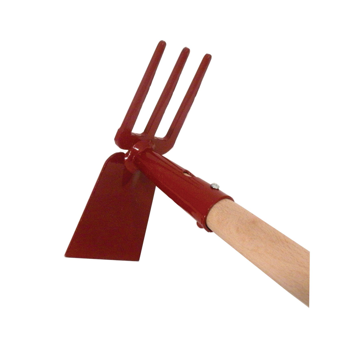 Kid&#39;s Double Hoe with steel head and wooden handle, ideal for lightweight gardening tasks.