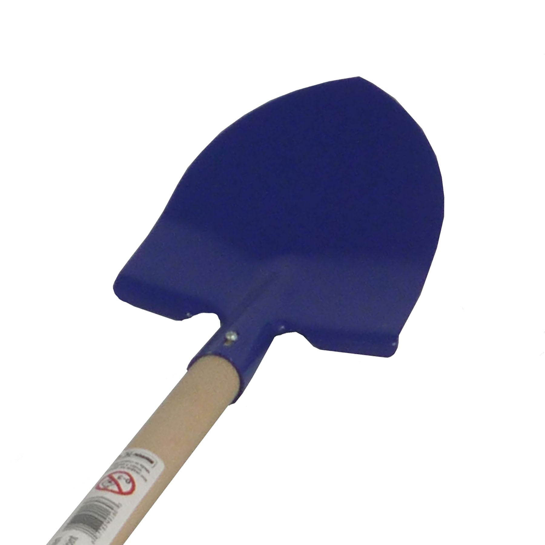 Kid's Fox Point Shovel with blue steel head and wooden handle, ideal for lightweight gardening.