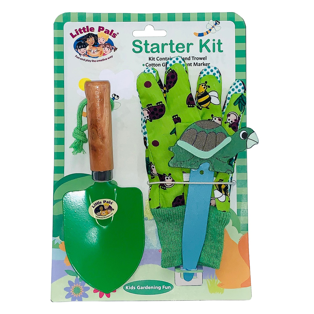 Little Pals Kids Gardening Starter Set with Trowel, Gloves &amp; Plant Marker for Ages 3-10.