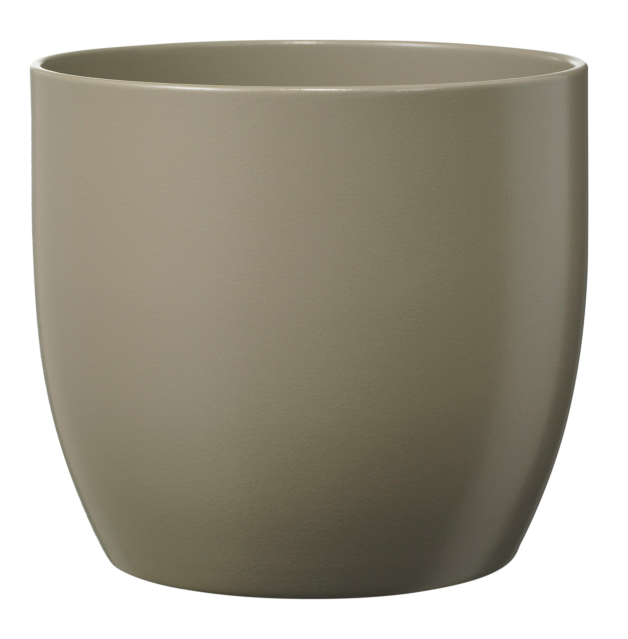 6.3" dia matte light gray ceramic plant pot, ideal for indoor use, sustainable SK pottery design, no drainage holes.