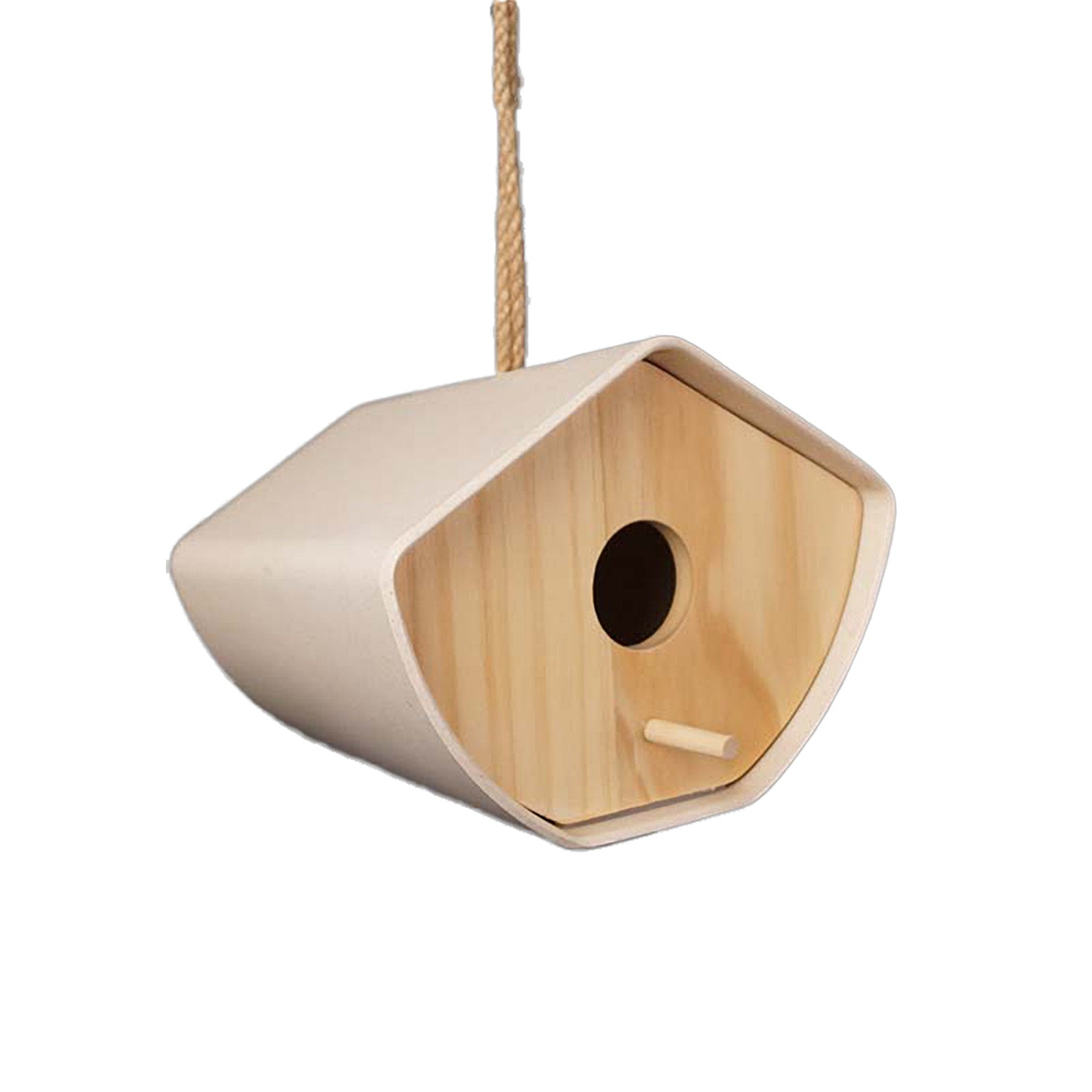 6.3" Natural Japandi Birdhouse - Bamboo, sustainable and durable design, eco-friendly materials.