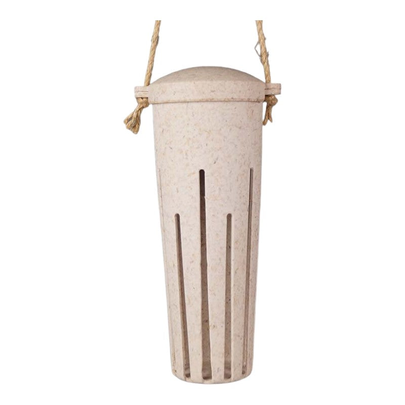 Earthy Sustainable Peanut Feeder made from chaff, 9.25&quot; x 3.25&quot;, vegan-friendly, frost-proof.