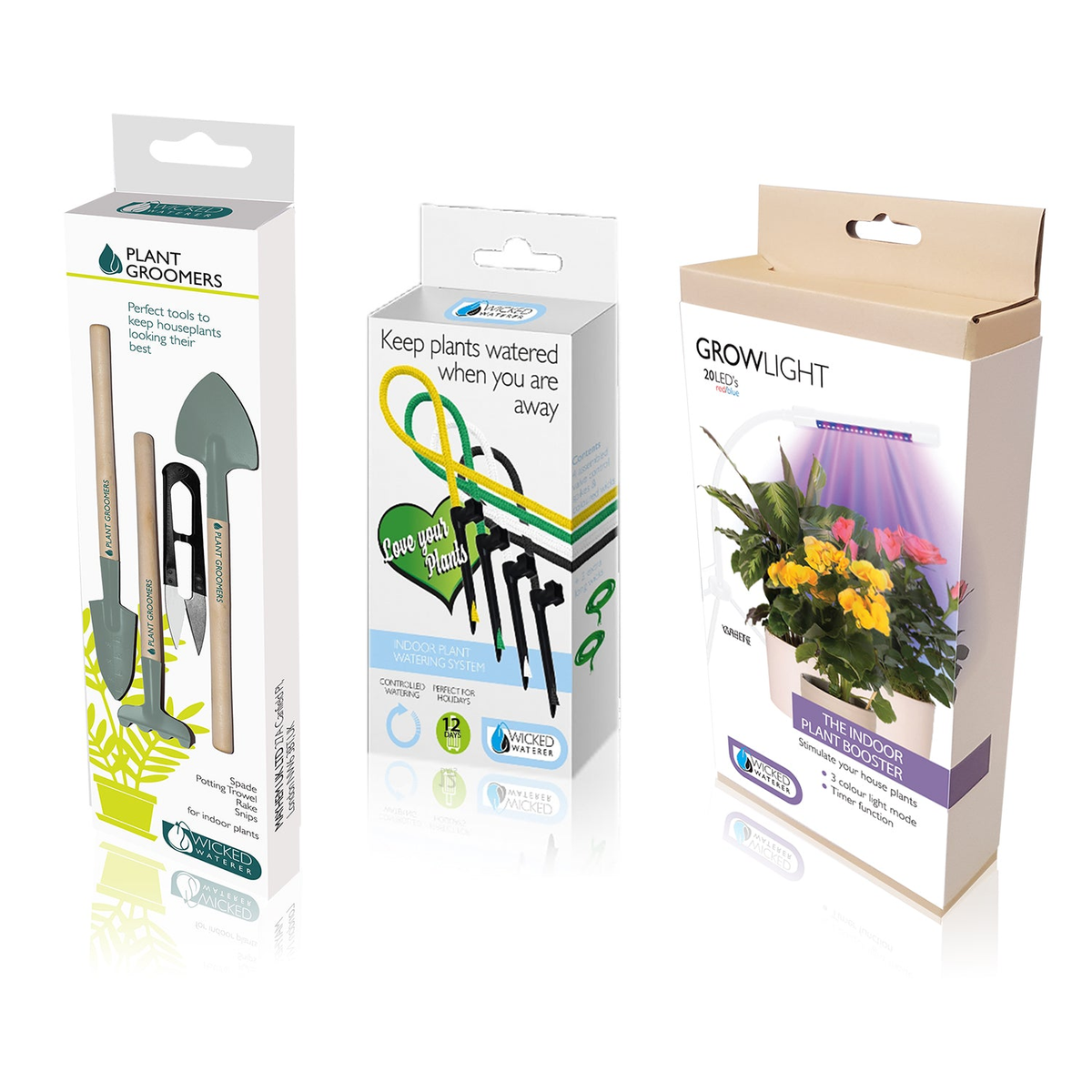 Plant Grow &amp; Groom 3 Pc Kit with Grooming Kit, Spike Water Kit, and Grow Light.