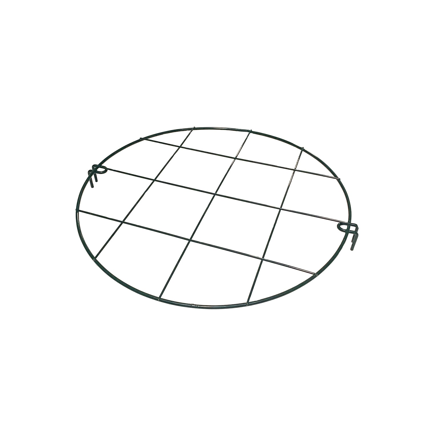 Plant Support Grid 16" Circle made of galvanized steel with dark green finish.