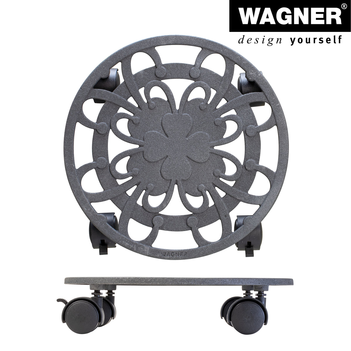 Slate Gray Round Cast Iron Plant Caddy. 110 lbs. capacity. 11.4&quot;D x 2.25&quot;H, 3.8 lbs.