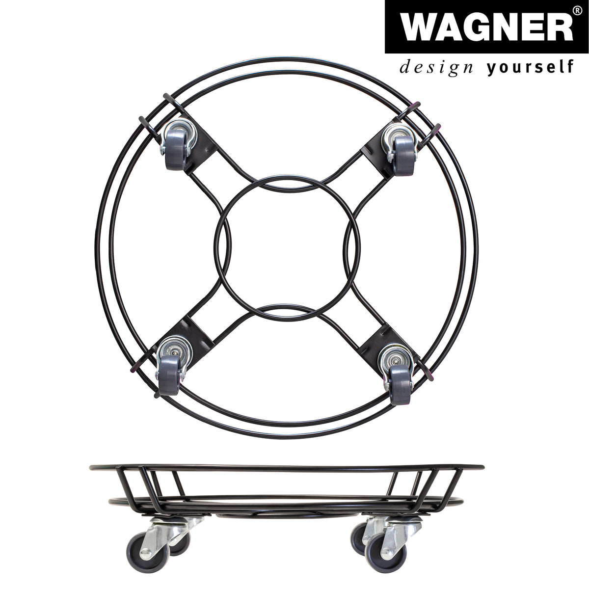 Black Round Steel Wire Plant Caddy. 220 lbs capacity. 15&quot;D x 3.75&quot;H, 2.2 lbs.