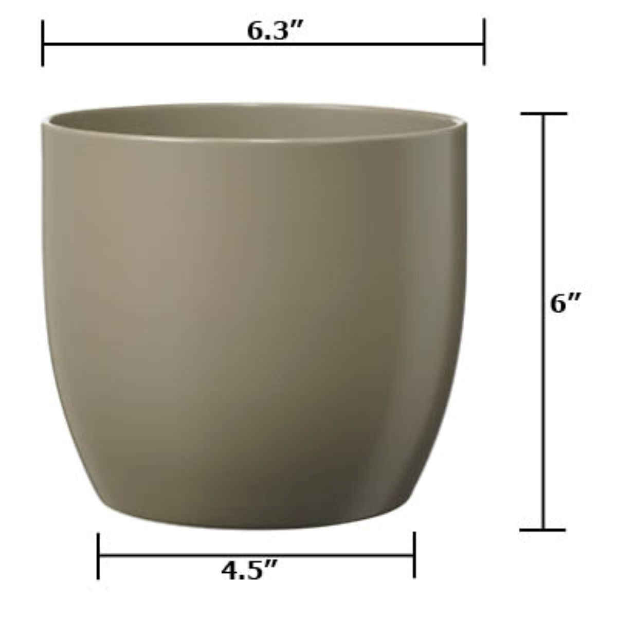 6.3&quot; Matte Light Gray Ceramic Basel Fashion Pot