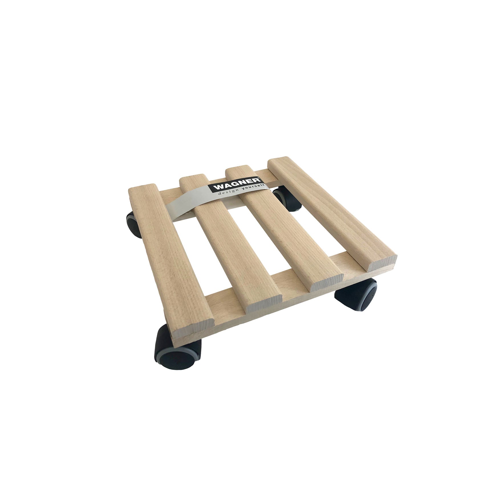 10" natural square wooden plant caddy. Made from beech wood. 220 lbs. capacity. 9.8"D x 3.2"H 1.65 lbs.