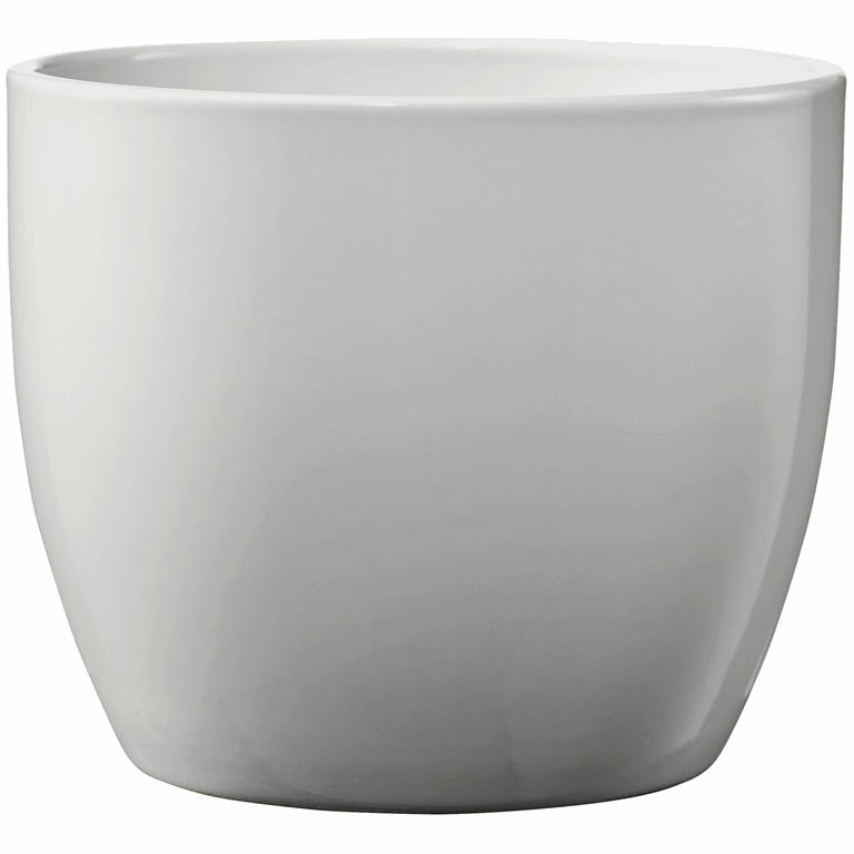 6.3&quot; Shiny Light Gray Ceramic Basel Elegance Pot