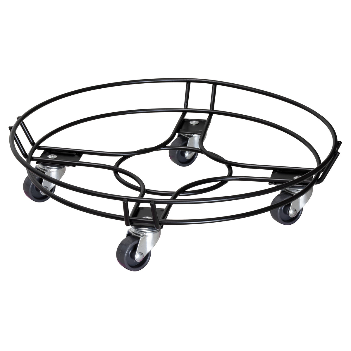Black Round Steel Wire Plant Caddy. 220 lbs capacity. 15&quot;D x 3.75&quot;H, 2.2 lbs.