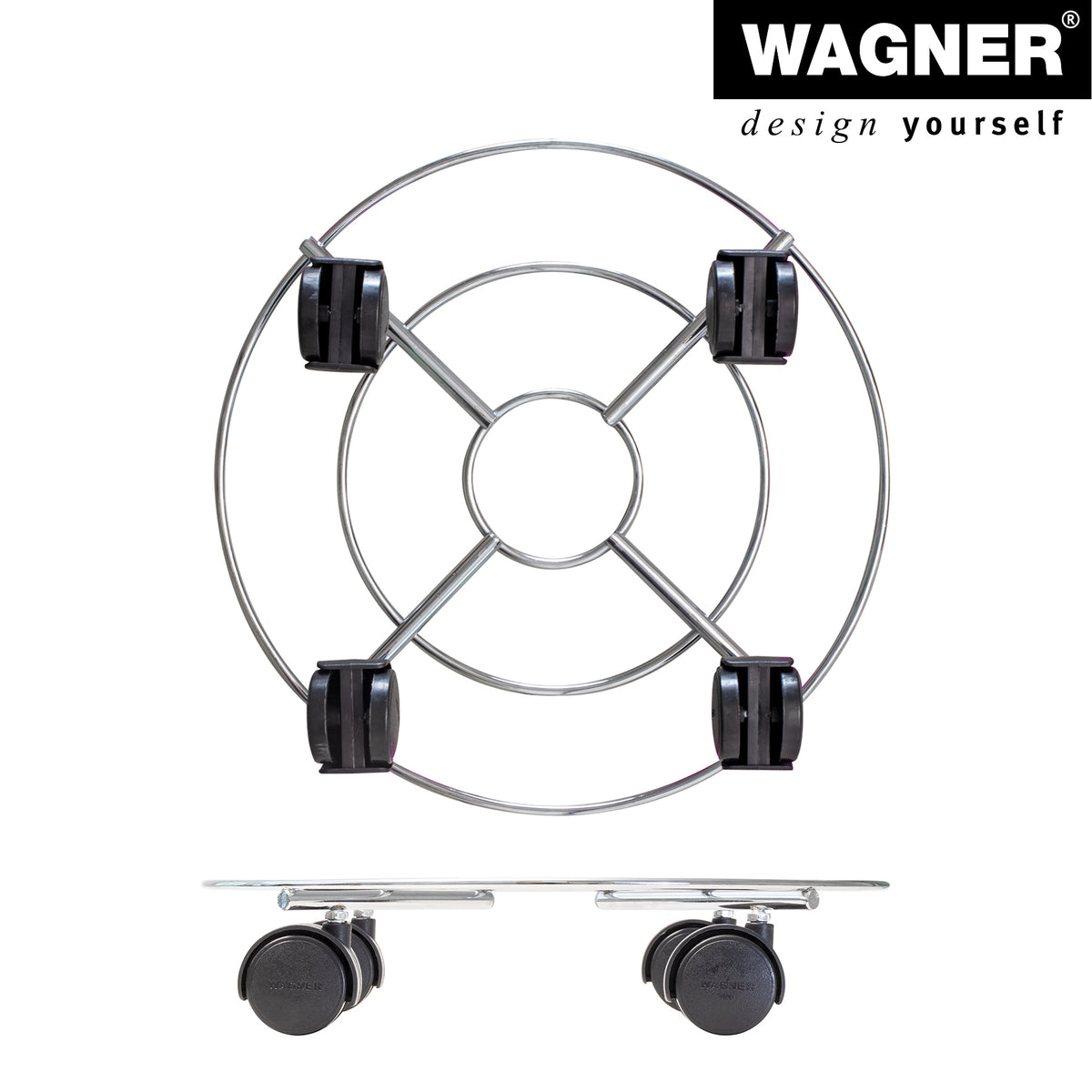 Chrome Round Wire Plant Caddy. 132 lbs capacity. 11.8&quot;D x 2.5&quot;H, 1.4 lbs.
