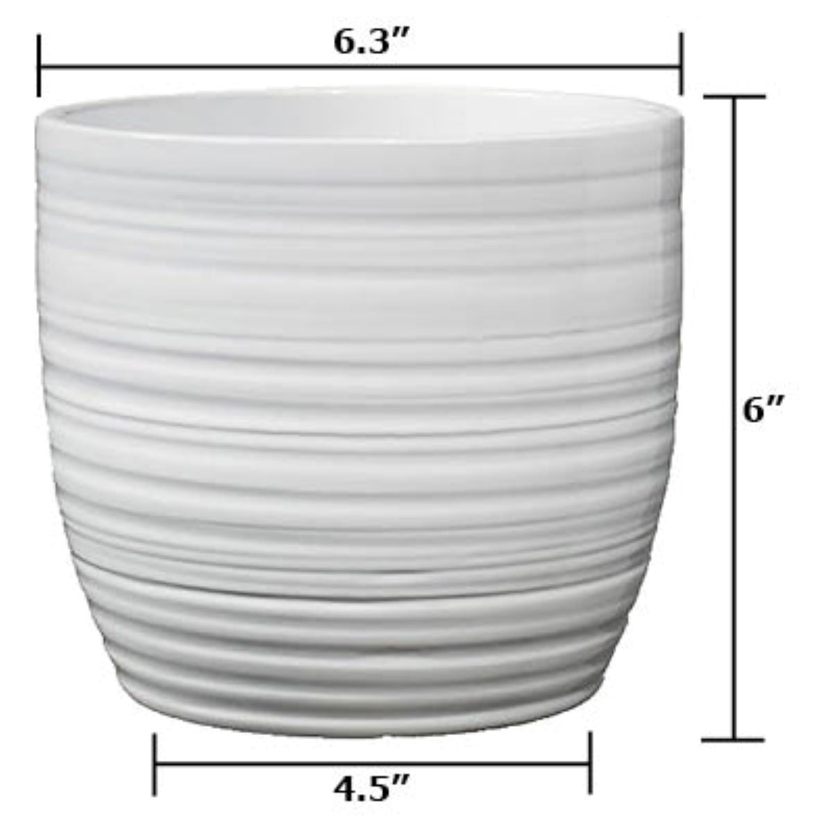 6.3&quot; White Ceramic Bergamo Pot