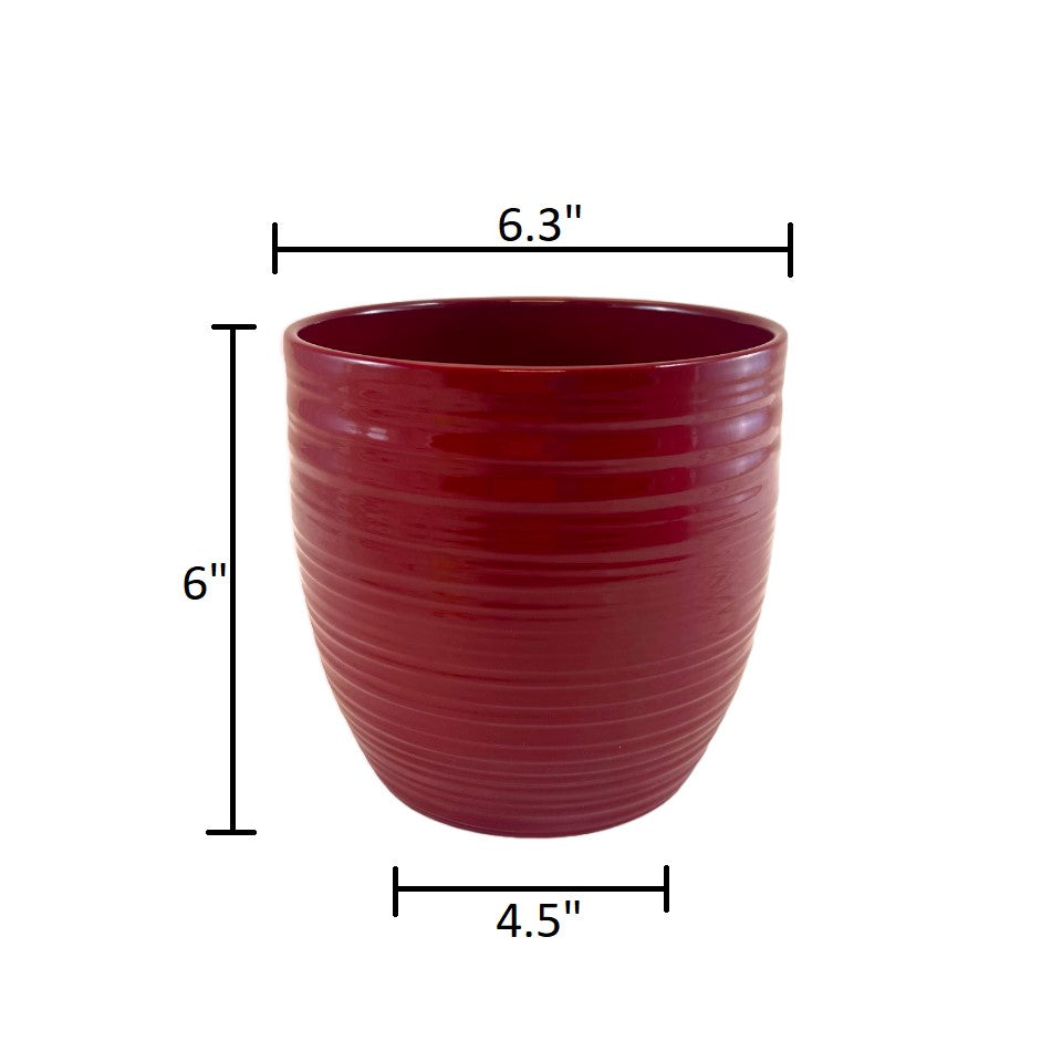 6.3&quot; Red Ceramic Bergamo Pot