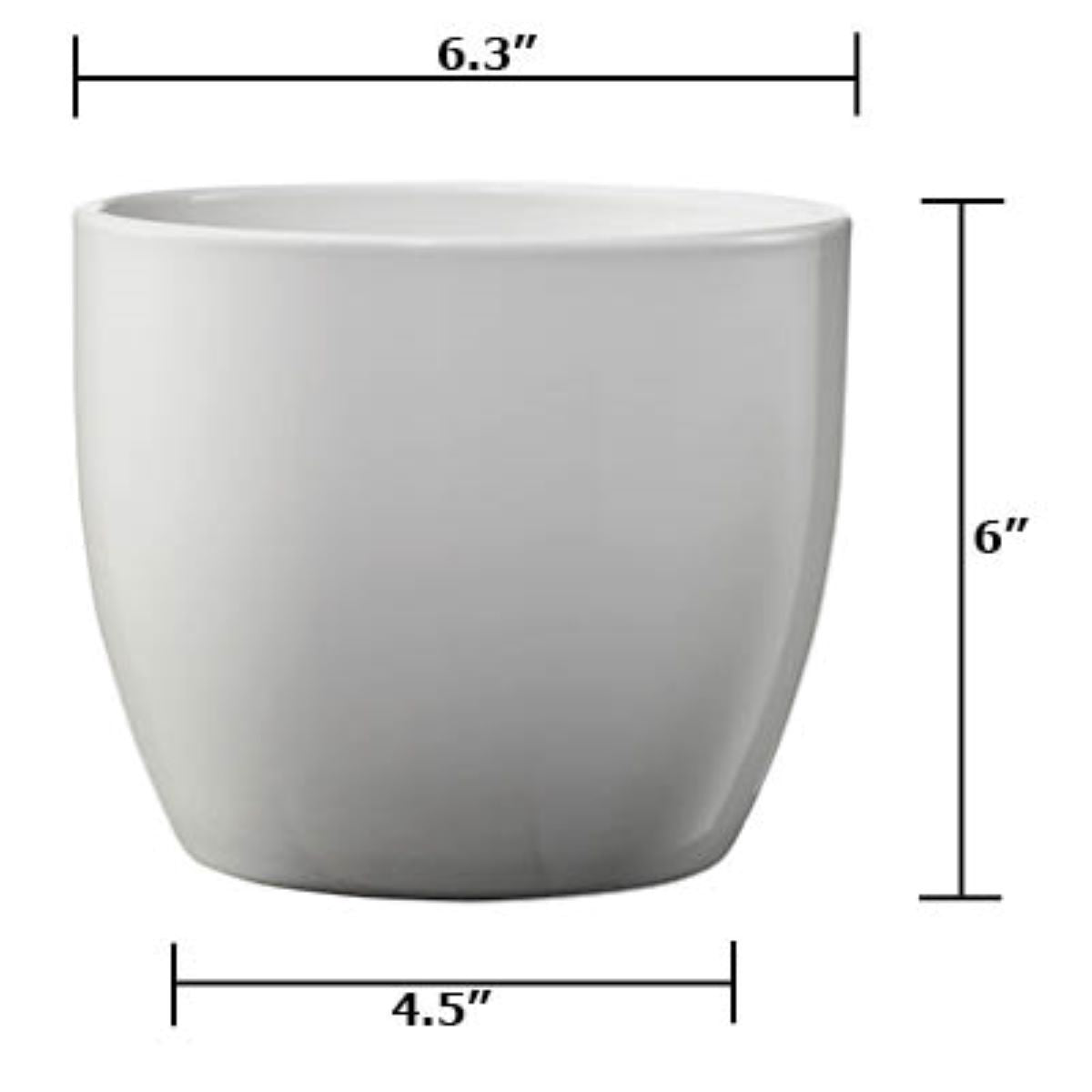 6.3&quot; Shiny Light Gray Ceramic Basel Elegance Pot