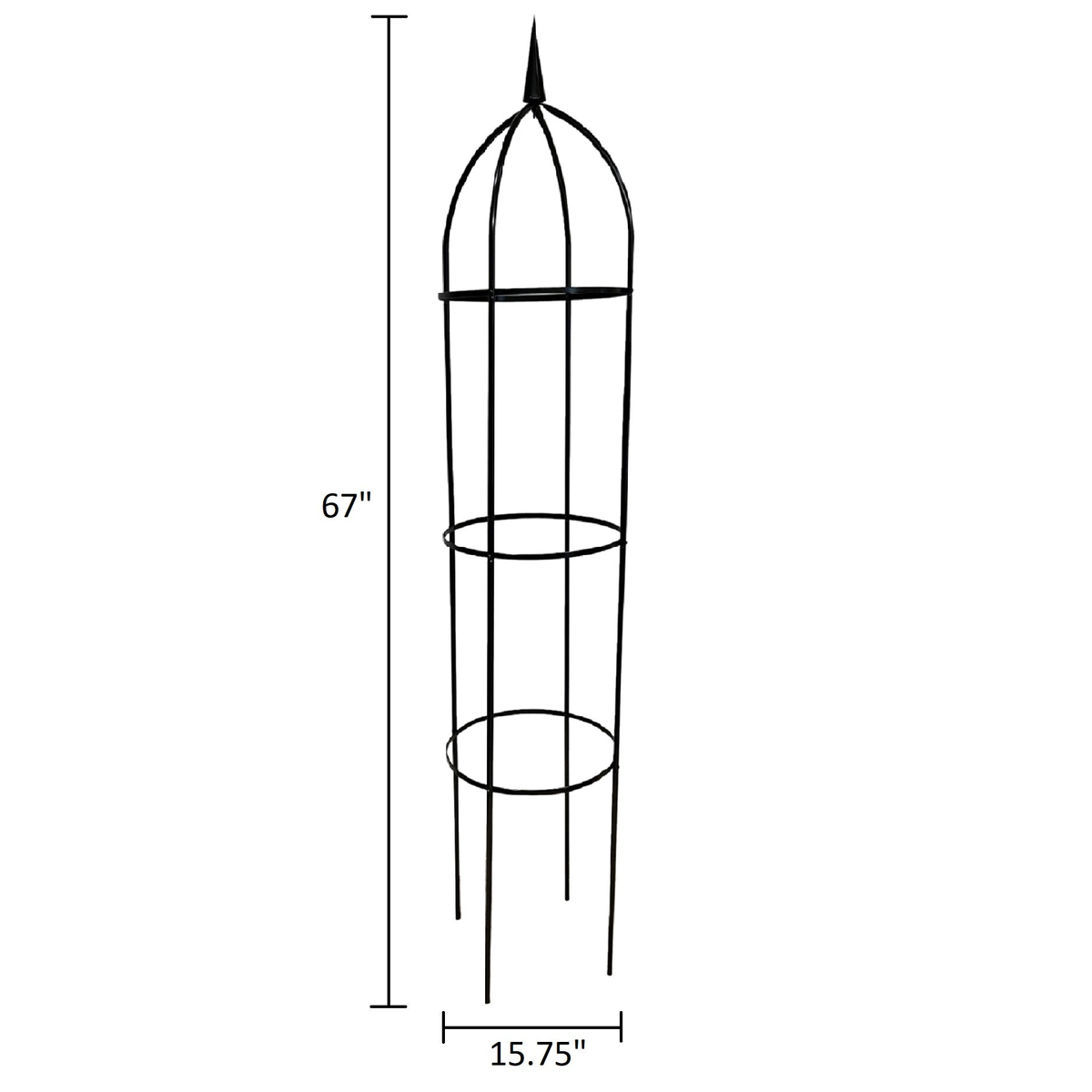 67&quot; steel obelisk garden structure, 15.75&quot; diameter, rust-resistant and easy to assemble.