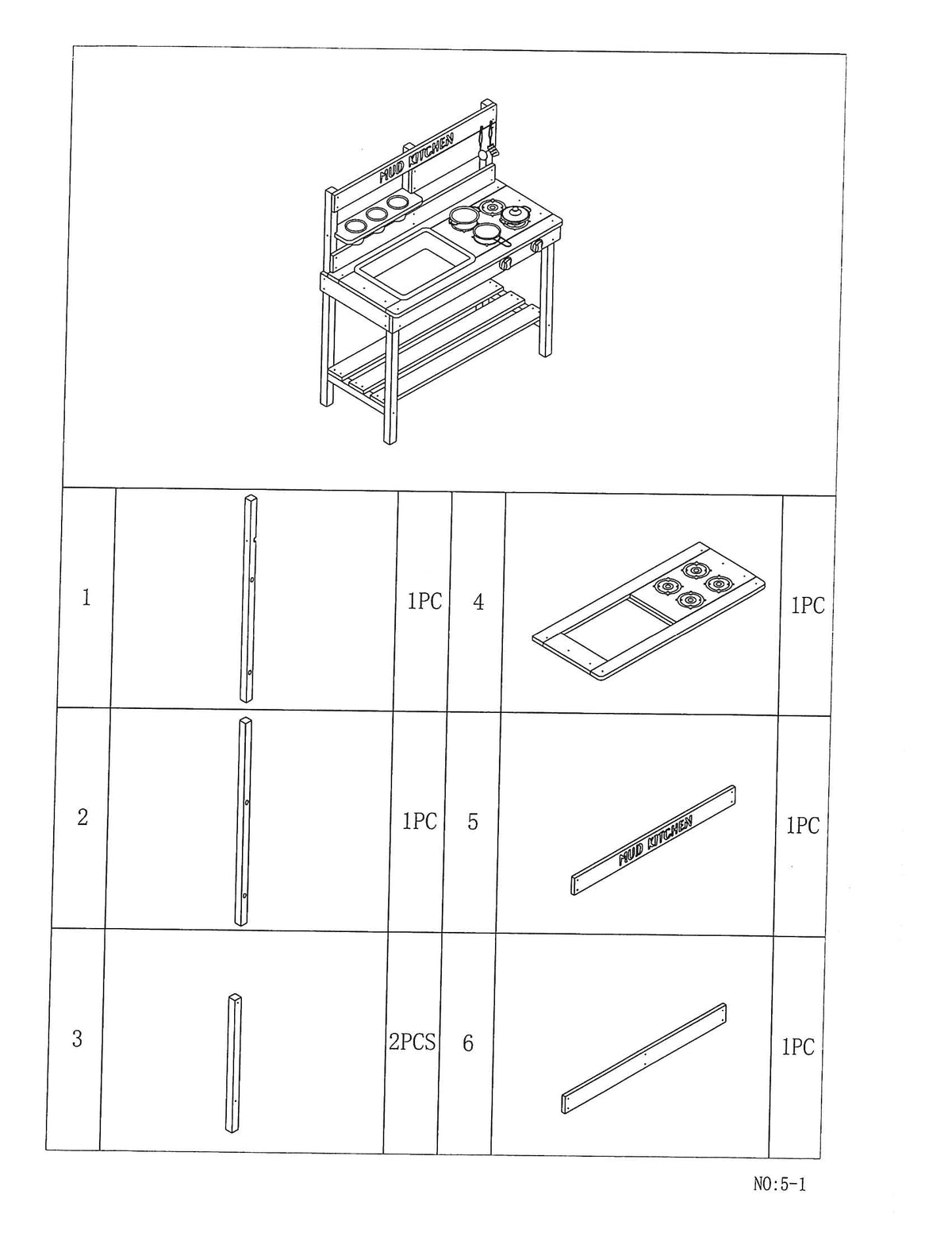 Wooden Mud Kitchen for Kids with Accessories, 31.5&quot; L x 15&quot; W x 35&quot; H, 16 lbs.